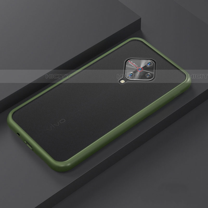 Silikon Hülle Handyhülle und Kunststoff Schutzhülle Tasche U01 für Vivo X50 Lite Grün