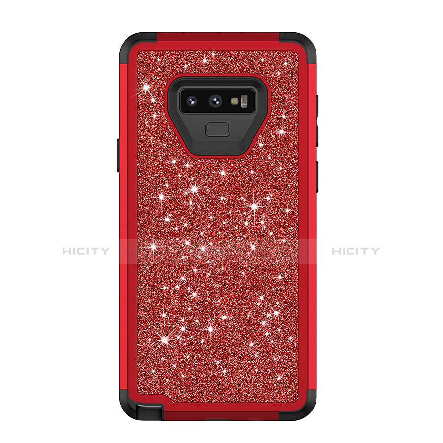 Silikon Hülle Handyhülle und Kunststoff Schutzhülle Tasche Vorder und Rückseite 360 Grad Bling-Bling für Samsung Galaxy Note 9 Rot Plus