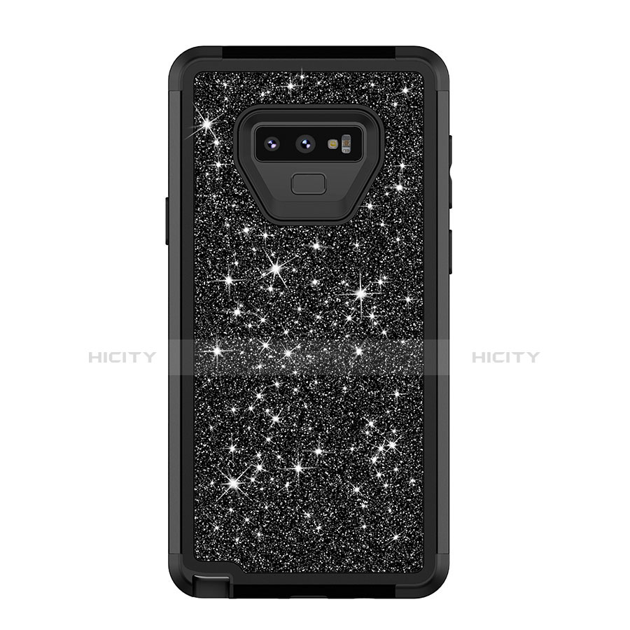 Silikon Hülle Handyhülle und Kunststoff Schutzhülle Tasche Vorder und Rückseite 360 Grad Bling-Bling für Samsung Galaxy Note 9 Schwarz Plus