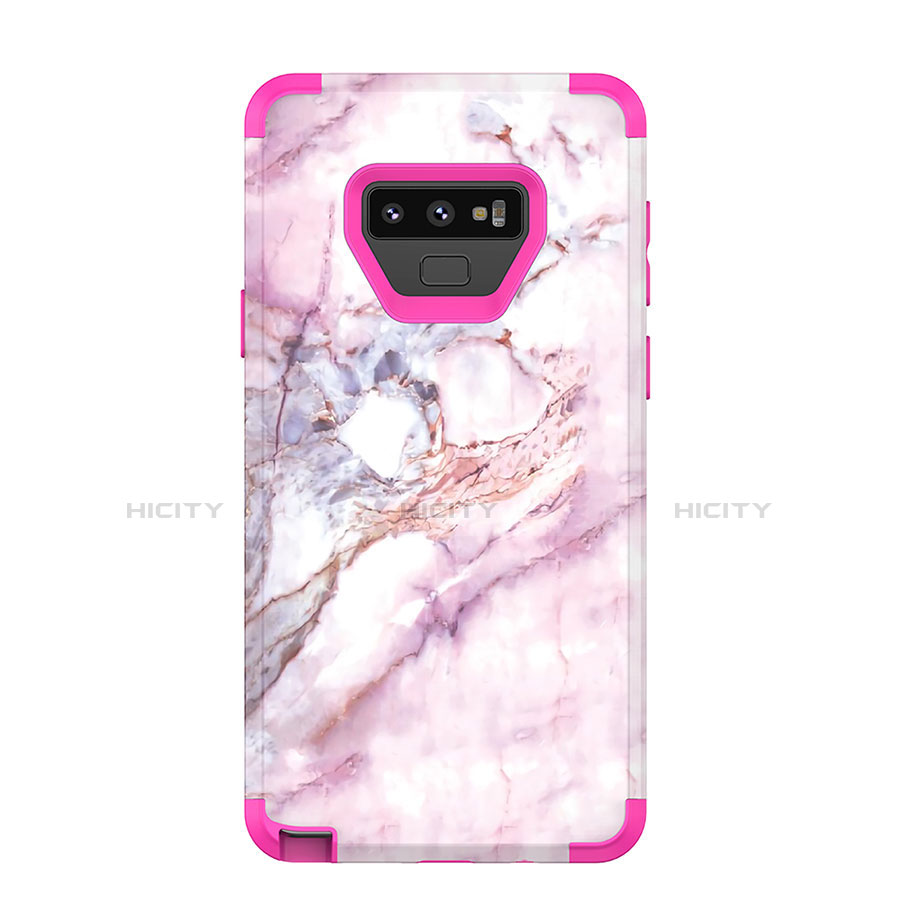 Silikon Hülle Handyhülle und Kunststoff Schutzhülle Tasche Vorder und Rückseite 360 Grad für Samsung Galaxy Note 9 Pink Plus
