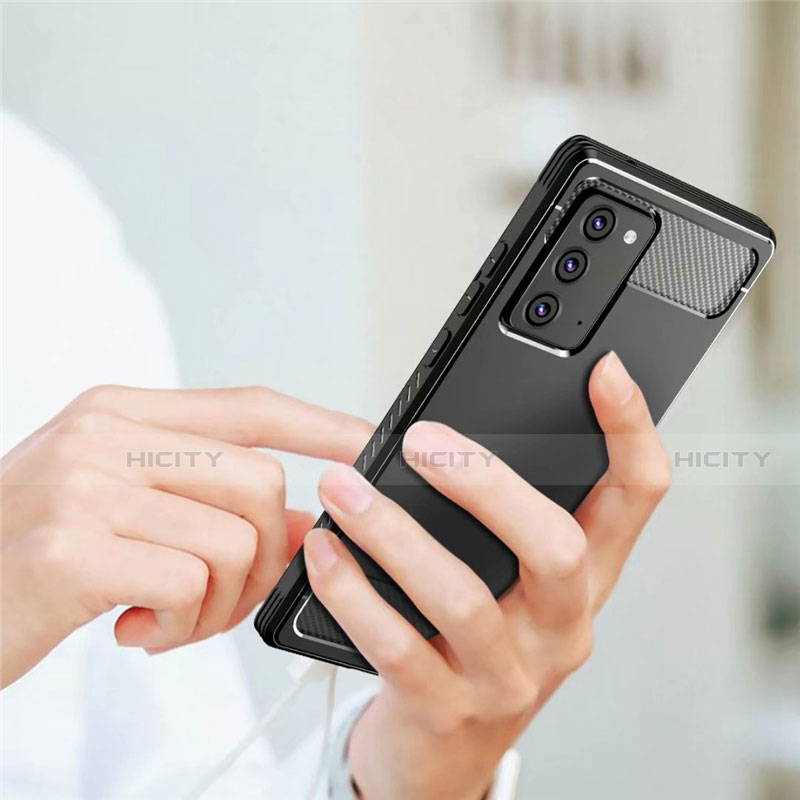 Silikon Hülle Handyhülle und Kunststoff Schutzhülle Tasche Vorder und Rückseite 360 Grad Ganzkörper R01 für Samsung Galaxy Note 20 5G Schwarz groß