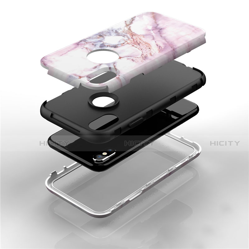Silikon Hülle Handyhülle und Kunststoff Schutzhülle Tasche Vorder und Rückseite 360 Grad U01 für Apple iPhone X groß