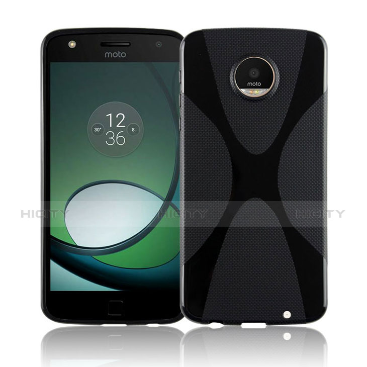 Silikon Hülle Handyhülle X-Line Schutzhülle Durchsichtig Transparent T01 für Motorola Moto Z Play Schwarz Plus