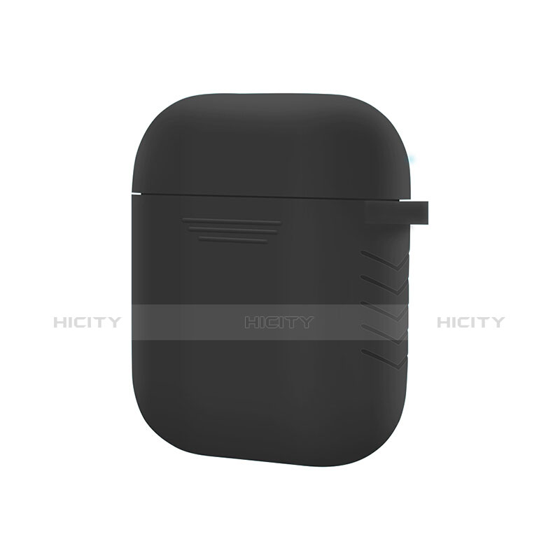 Silikon Hülle Schutzhülle Skin mit Karabiner für AirPods Ladekoffer Schwarz groß