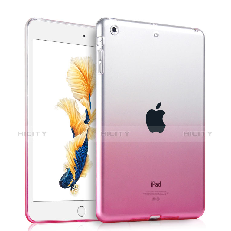 Silikon Hülle Ultra Dünn Schutzhülle Durchsichtig Farbverlauf für Apple iPad Air Rosa