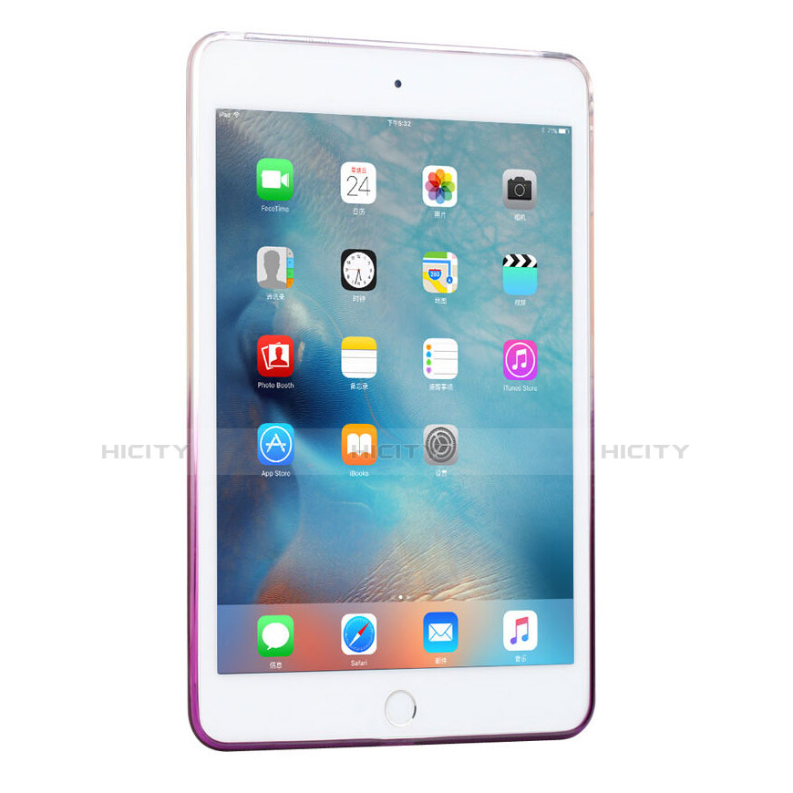 Silikon Hülle Ultra Dünn Schutzhülle Durchsichtig Farbverlauf für Apple iPad Mini 3 Violett