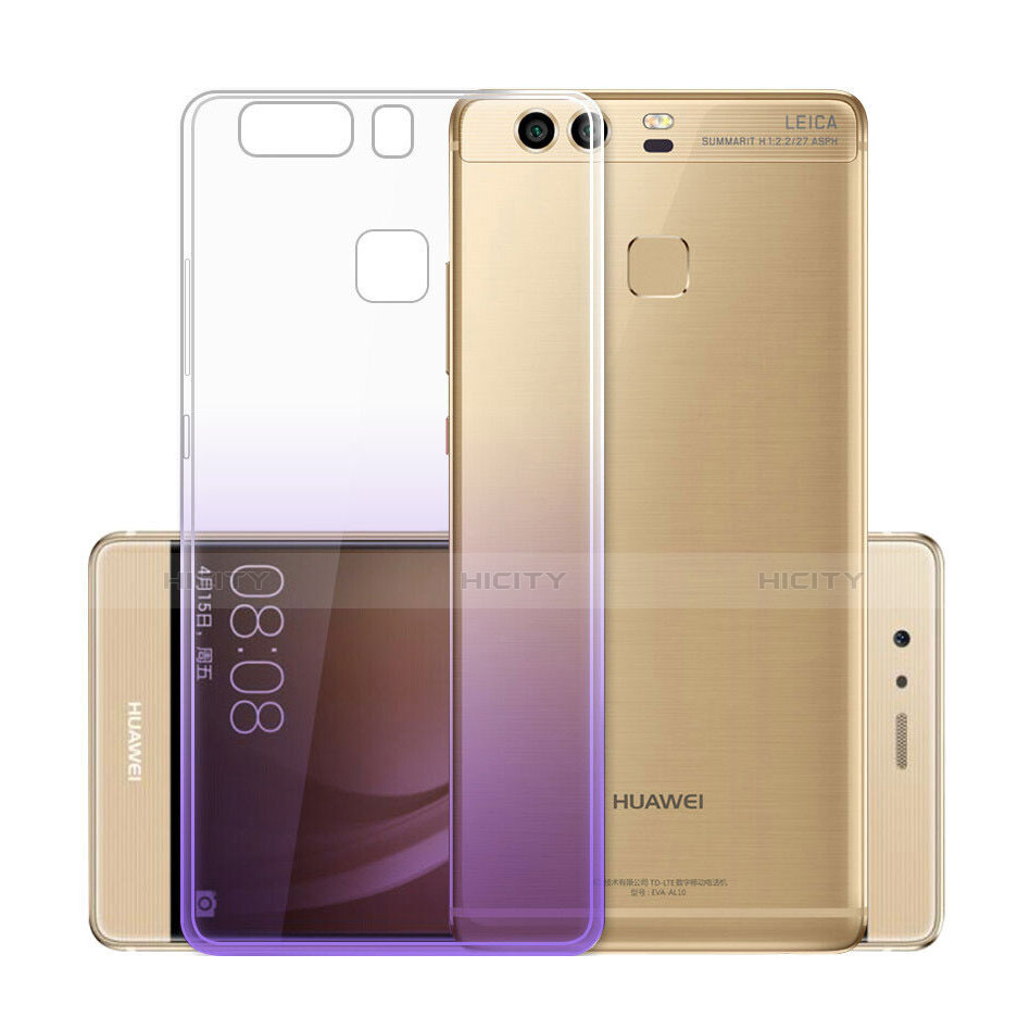 Silikon Hülle Ultra Dünn Schutzhülle Durchsichtig Farbverlauf für Huawei P9 Plus Violett groß