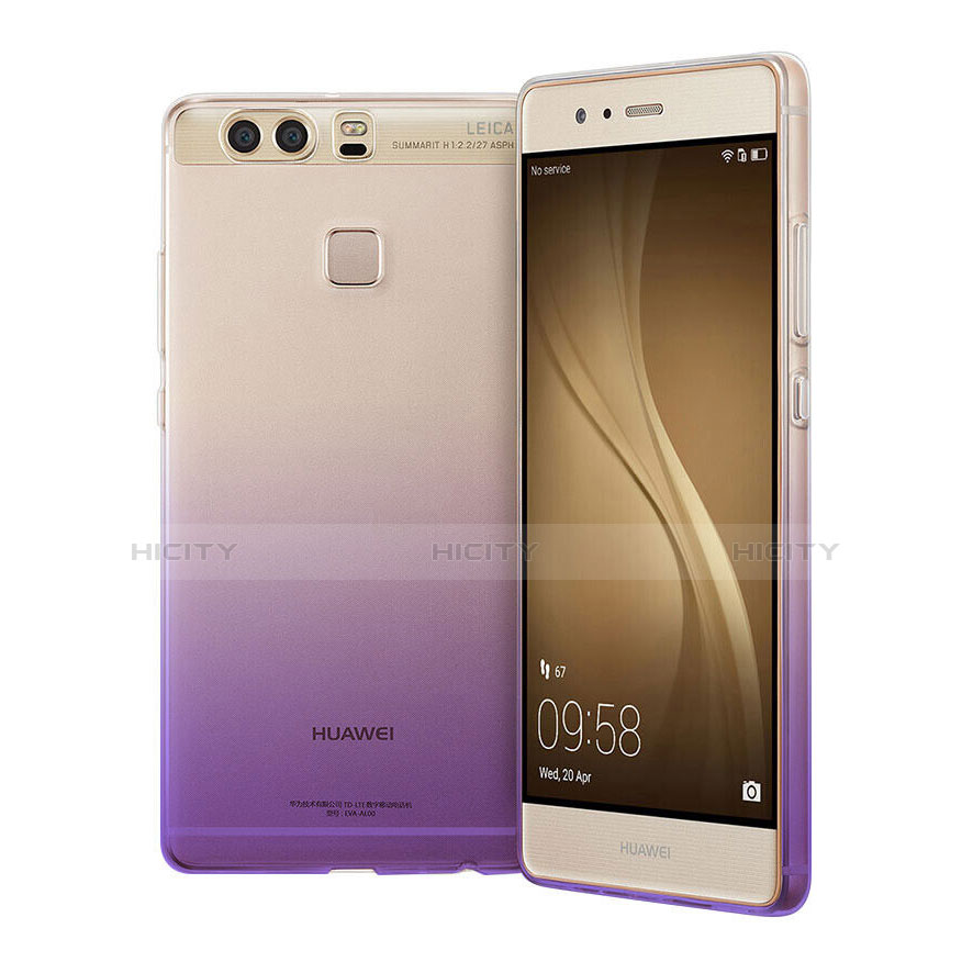 Silikon Hülle Ultra Dünn Schutzhülle Durchsichtig Farbverlauf für Huawei P9 Plus Violett groß