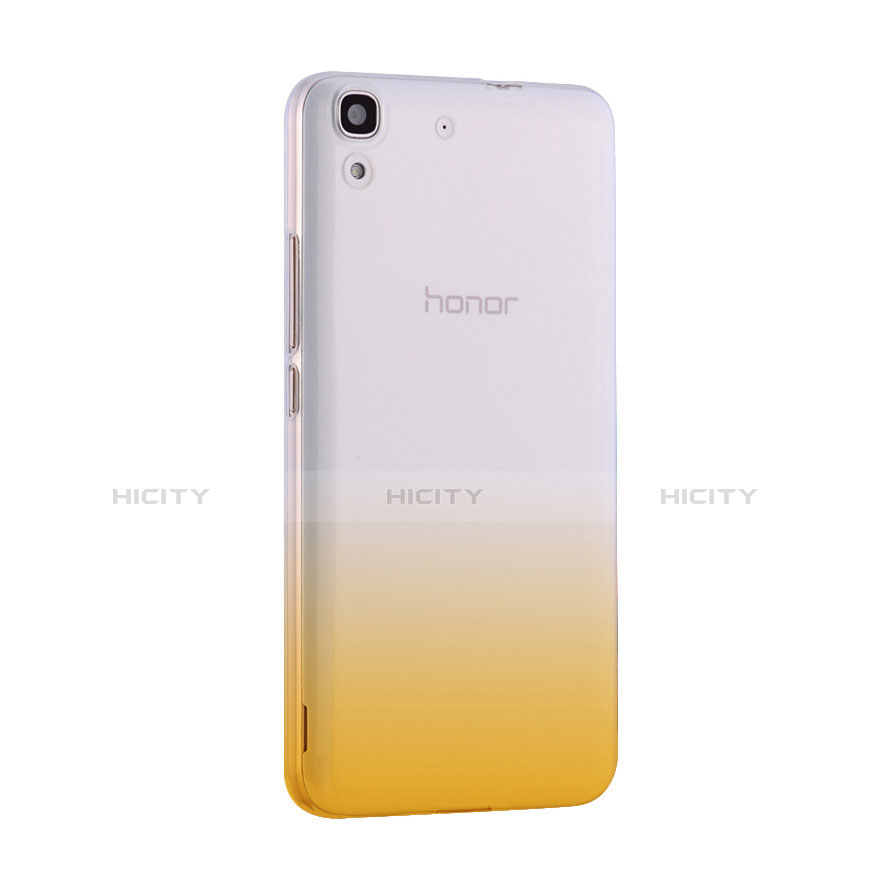 Silikon Hülle Ultra Dünn Schutzhülle Durchsichtig Farbverlauf für Huawei Y6 Gelb Plus