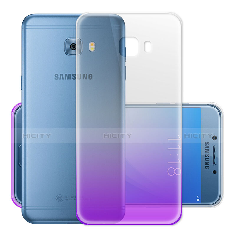Silikon Hülle Ultra Dünn Schutzhülle Durchsichtig Farbverlauf für Samsung Galaxy C7 Pro C7010 Violett
