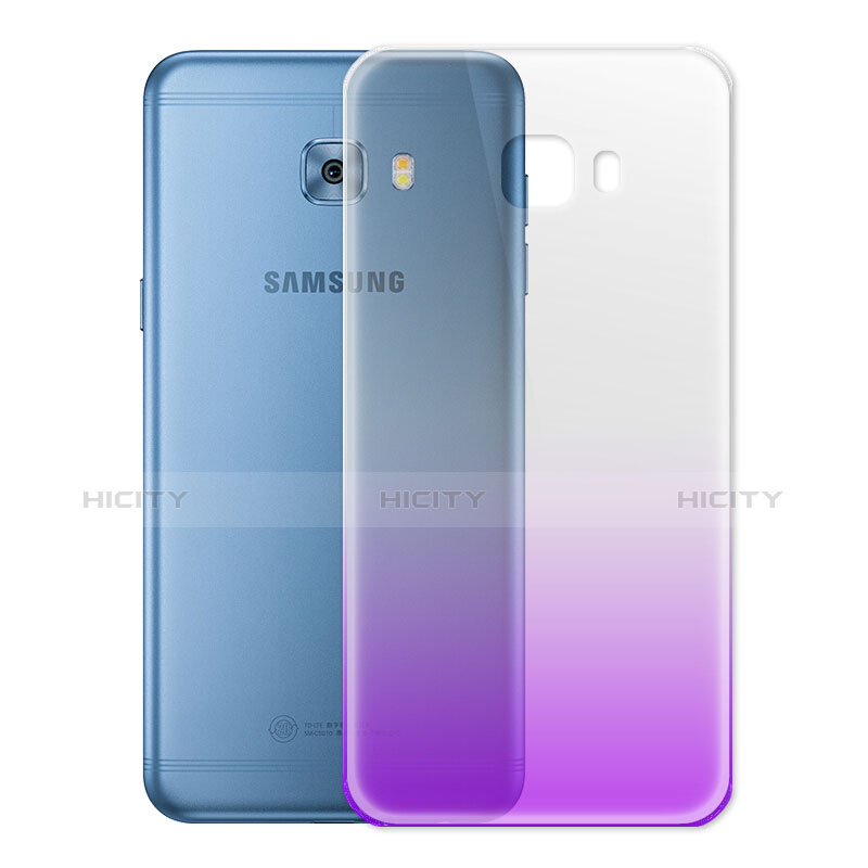 Silikon Hülle Ultra Dünn Schutzhülle Durchsichtig Farbverlauf für Samsung Galaxy C7 Pro C7010 Violett