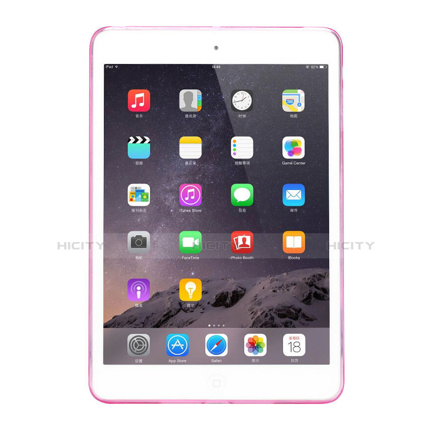 Silikon Hülle Ultra Dünn Schutzhülle Durchsichtig Transparent für Apple iPad Mini Rosa groß