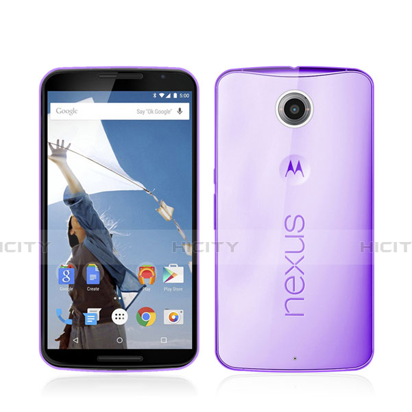 Silikon Hülle Ultra Dünn Schutzhülle Durchsichtig Transparent für Google Nexus 6 Violett Plus