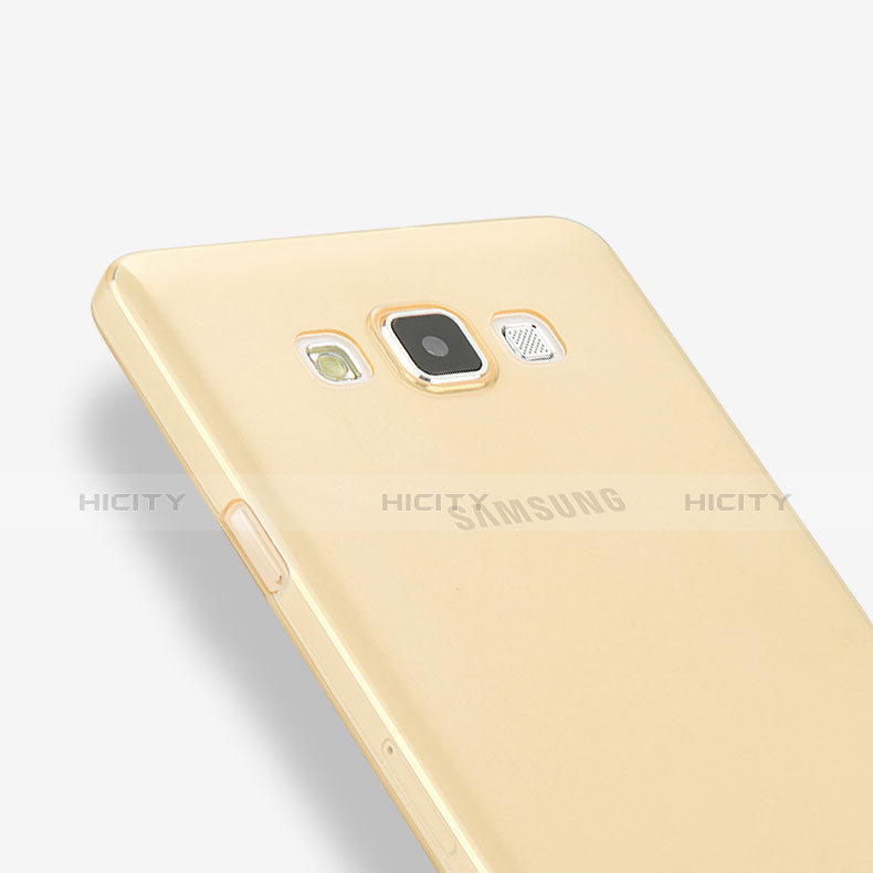 Silikon Hülle Ultra Dünn Schutzhülle Durchsichtig Transparent für Samsung Galaxy A7 SM-A700 Gold groß