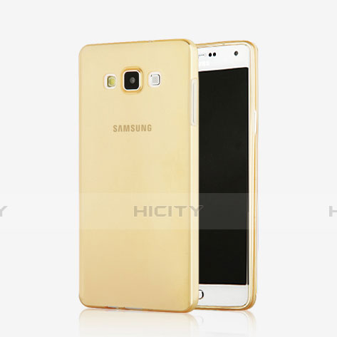 Silikon Hülle Ultra Dünn Schutzhülle Durchsichtig Transparent für Samsung Galaxy A7 SM-A700 Gold groß