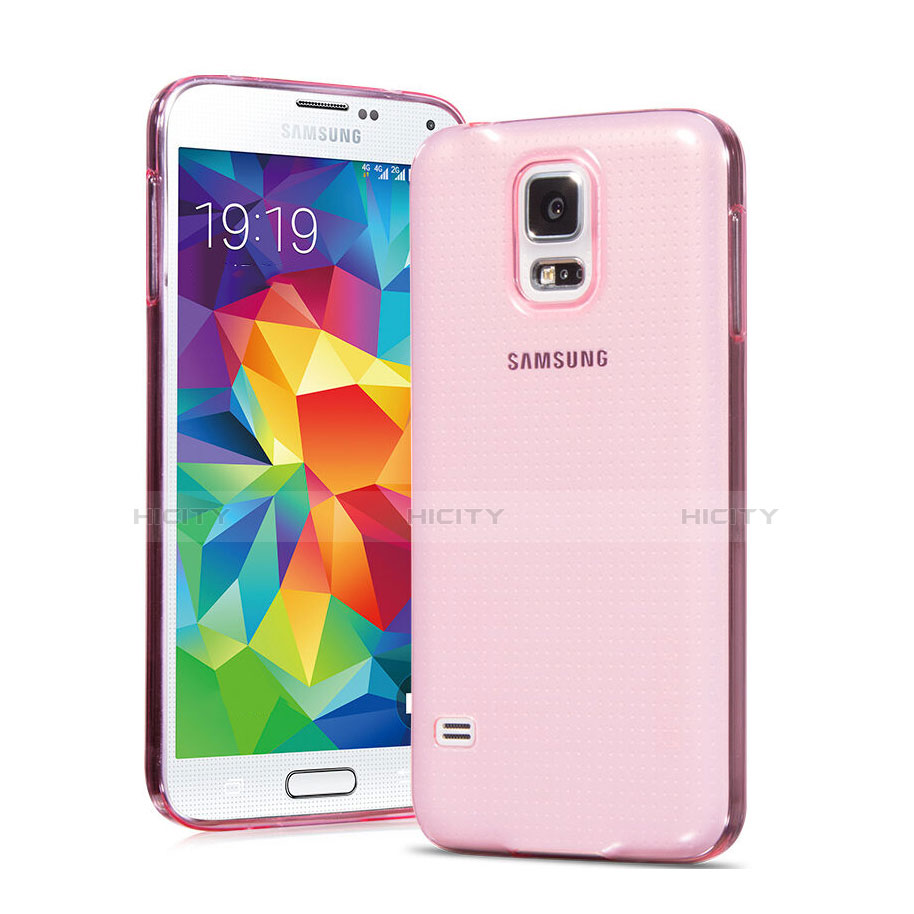 Silikon Hülle Ultra Dünn Schutzhülle Durchsichtig Transparent für Samsung Galaxy S5 G900F G903F Rosa