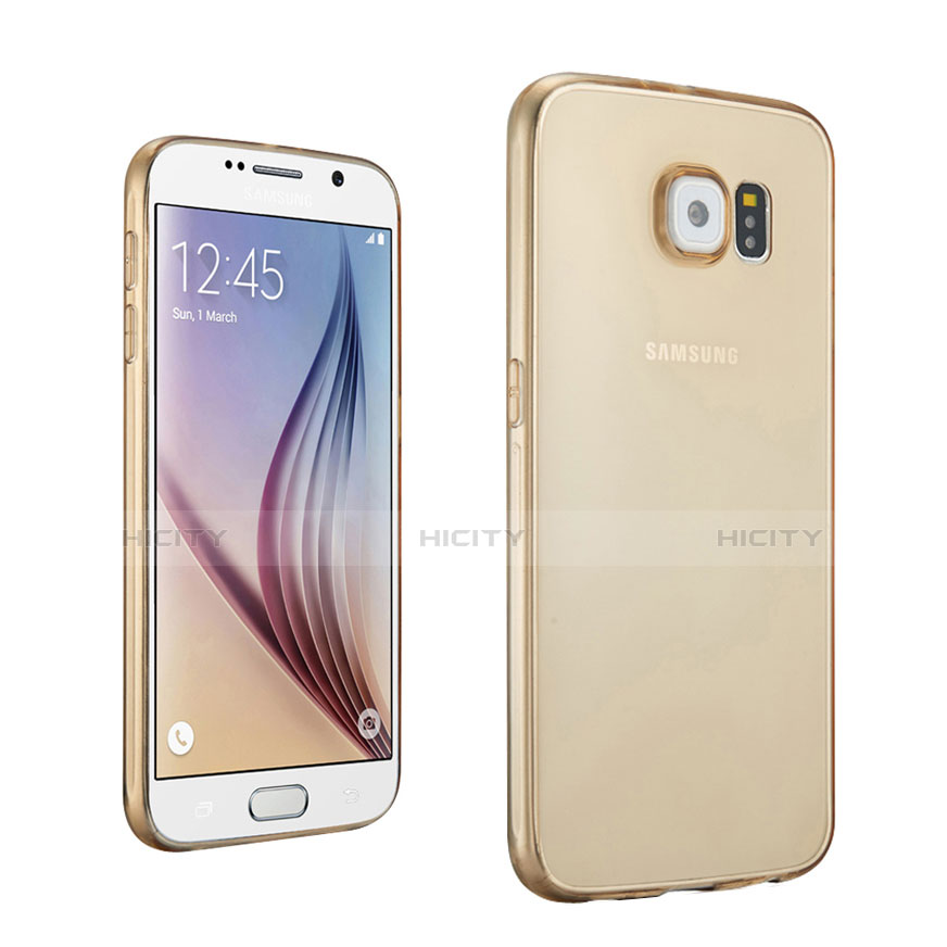 Silikon Hülle Ultra Dünn Schutzhülle Durchsichtig Transparent für Samsung Galaxy S6 Duos SM-G920F G9200 Gold Plus