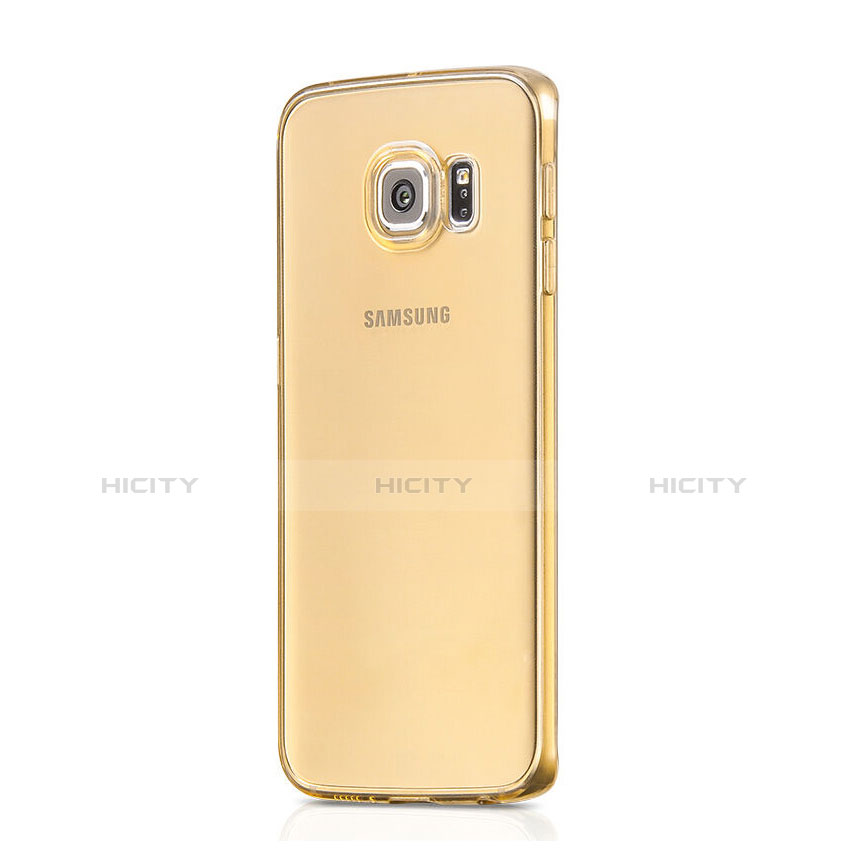 Silikon Hülle Ultra Dünn Schutzhülle Durchsichtig Transparent für Samsung Galaxy S6 Edge SM-G925 Gold groß