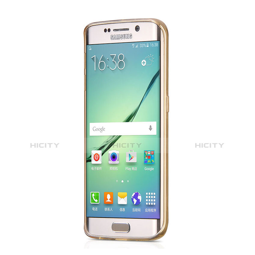Silikon Hülle Ultra Dünn Schutzhülle Durchsichtig Transparent für Samsung Galaxy S6 Edge SM-G925 Gold groß