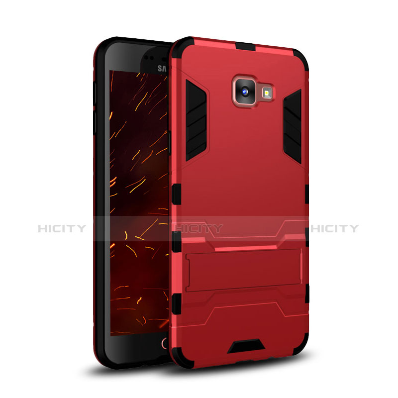 Silikon Hülle und Kunststoff Schutzhülle mit Ständer für Samsung Galaxy C7 SM-C7000 Rot Plus