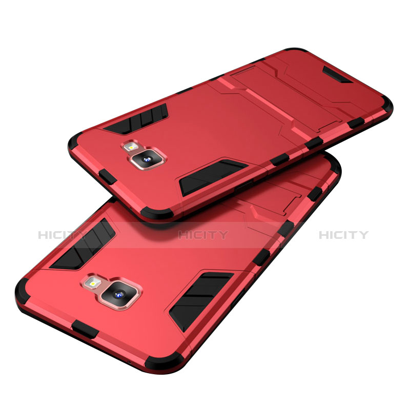 Silikon Hülle und Kunststoff Schutzhülle mit Ständer für Samsung Galaxy C7 SM-C7000 Rot groß