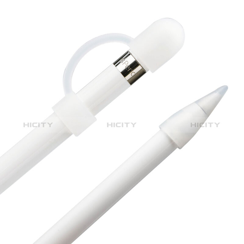 Silikon Kappenhalter Bleistift Nib Hülle Kabeladapter Tether-Kits Anti-Verloren für Apple Pencil Weiß