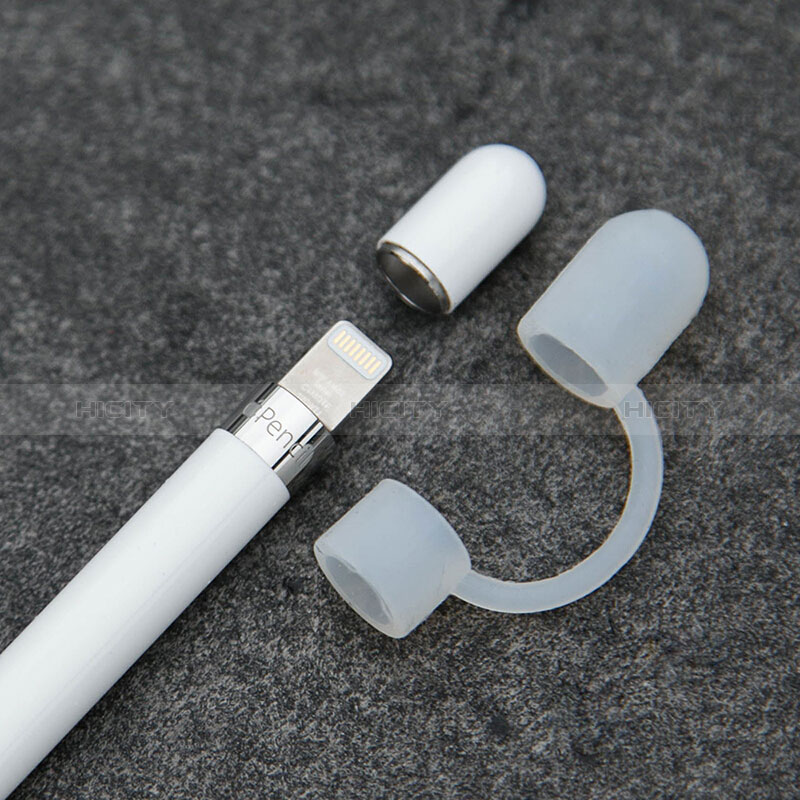 Silikon Kappenhalter Kabeladapter Tether-Kits Anti-Verloren P01 für Apple Pencil Weiß groß
