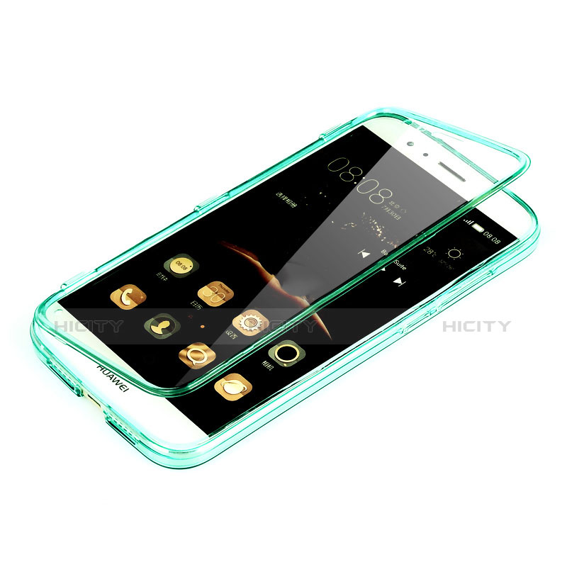 Silikon Schutzhülle Flip Tasche Durchsichtig Transparent für Huawei G7 Plus Grün