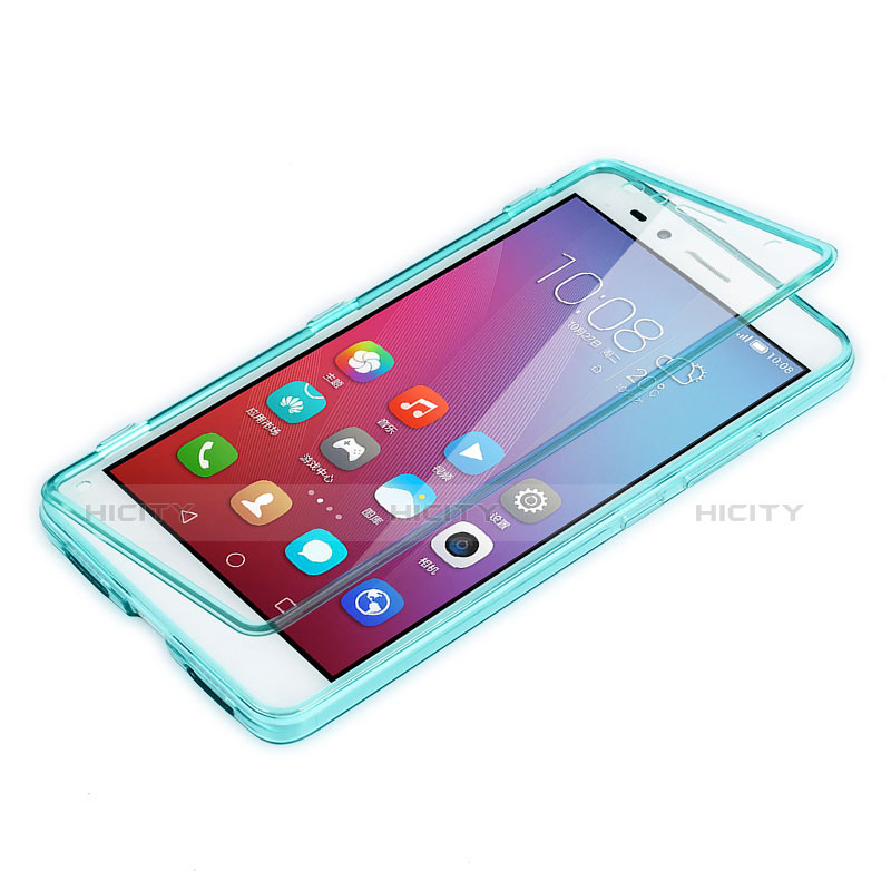 Silikon Schutzhülle Flip Tasche Durchsichtig Transparent für Huawei GR5 Hellblau Plus