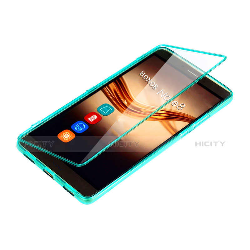 Silikon Schutzhülle Flip Tasche Durchsichtig Transparent für Huawei Honor Note 8 Grün groß