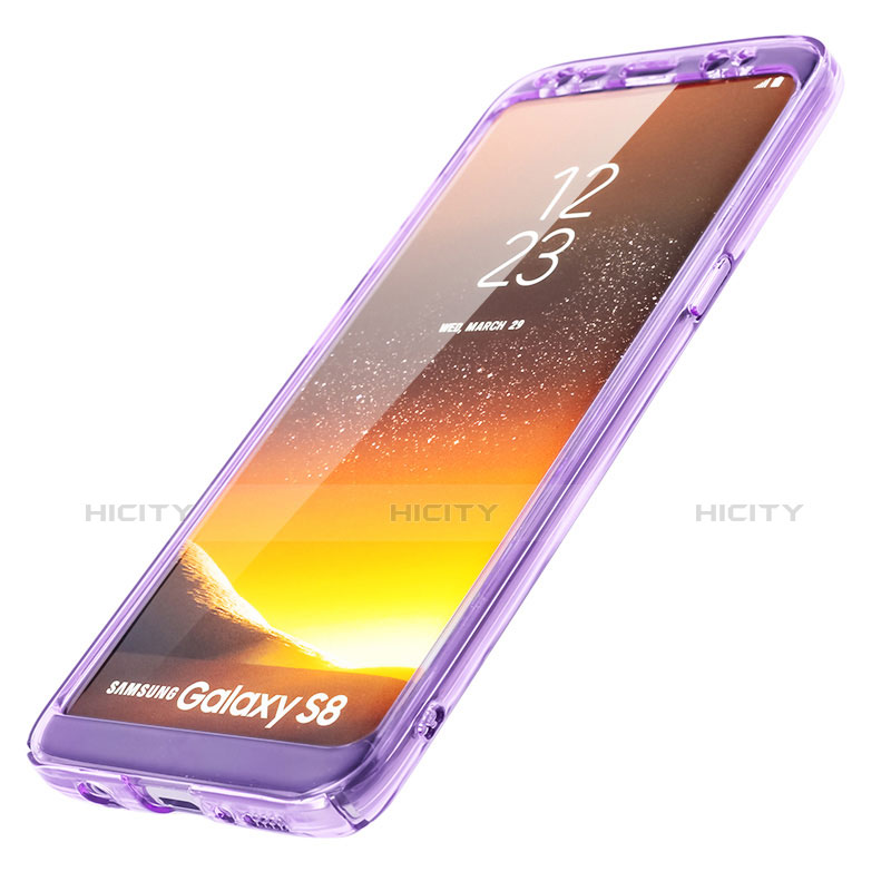 Silikon Schutzhülle Flip Tasche Durchsichtig Transparent für Samsung Galaxy S8 Violett Plus
