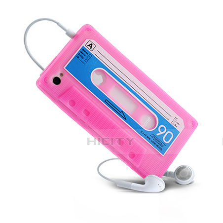 Silikon Schutzhülle Gummi Tasche Cassette für Apple iPhone 4 Rosa Plus