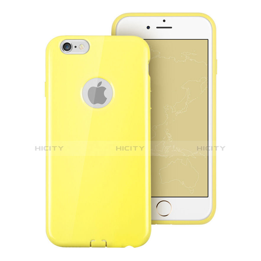Silikon Schutzhülle Gummi Tasche Loch für Apple iPhone 6S Plus Gelb Plus