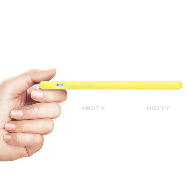 Silikon Schutzhülle Gummi Tasche Loch für Apple iPhone 6S Plus Gelb groß