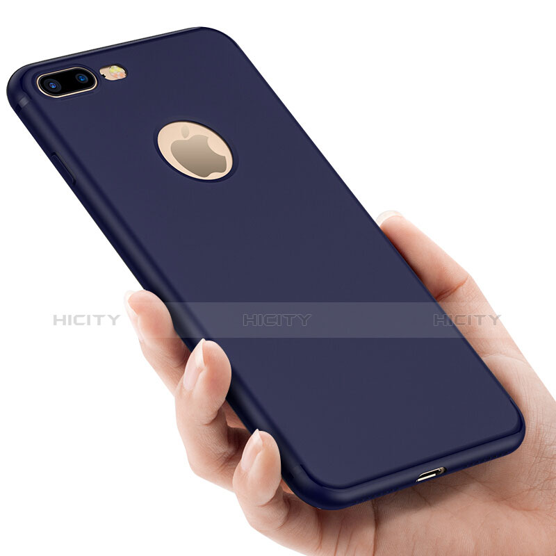 Silikon Schutzhülle Gummi Tasche Loch für Apple iPhone 7 Plus Blau
