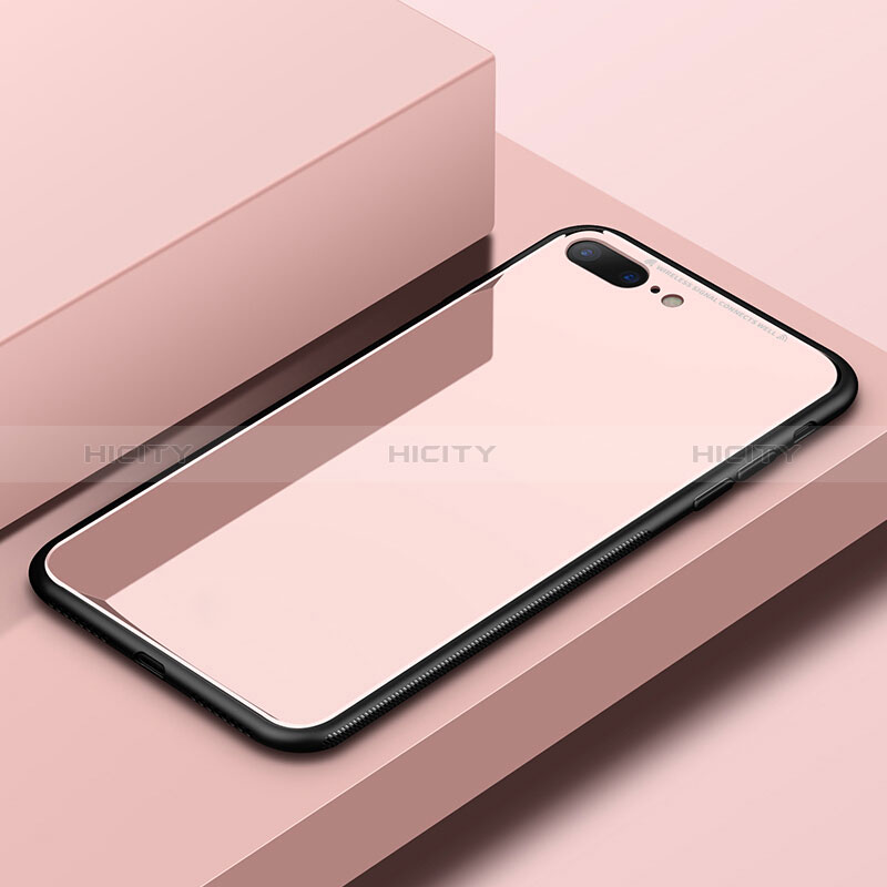Silikon Schutzhülle Gummi Tasche Spiegel R05 für Apple iPhone 8 Plus Rosa