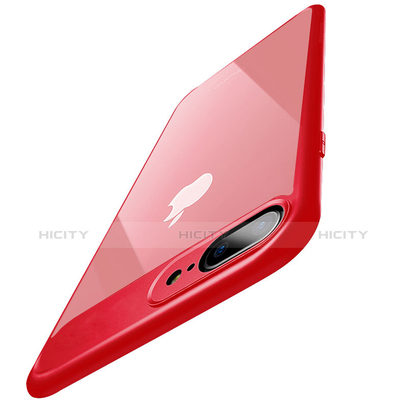 Silikon Schutzhülle Rahmen Tasche Durchsichtig Transparent B01 für Apple iPhone 7 Plus Rot