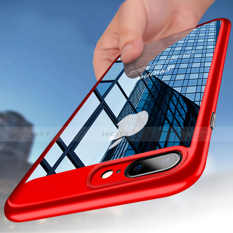 Silikon Schutzhülle Rahmen Tasche Durchsichtig Transparent B01 für Apple iPhone 8 Plus Rot Plus