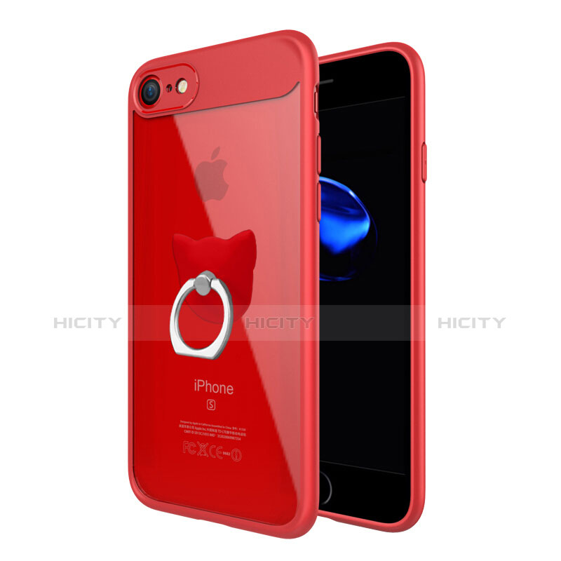 Silikon Schutzhülle Rahmen Tasche Durchsichtig Transparent B01 für Apple iPhone 8 Plus Rot groß