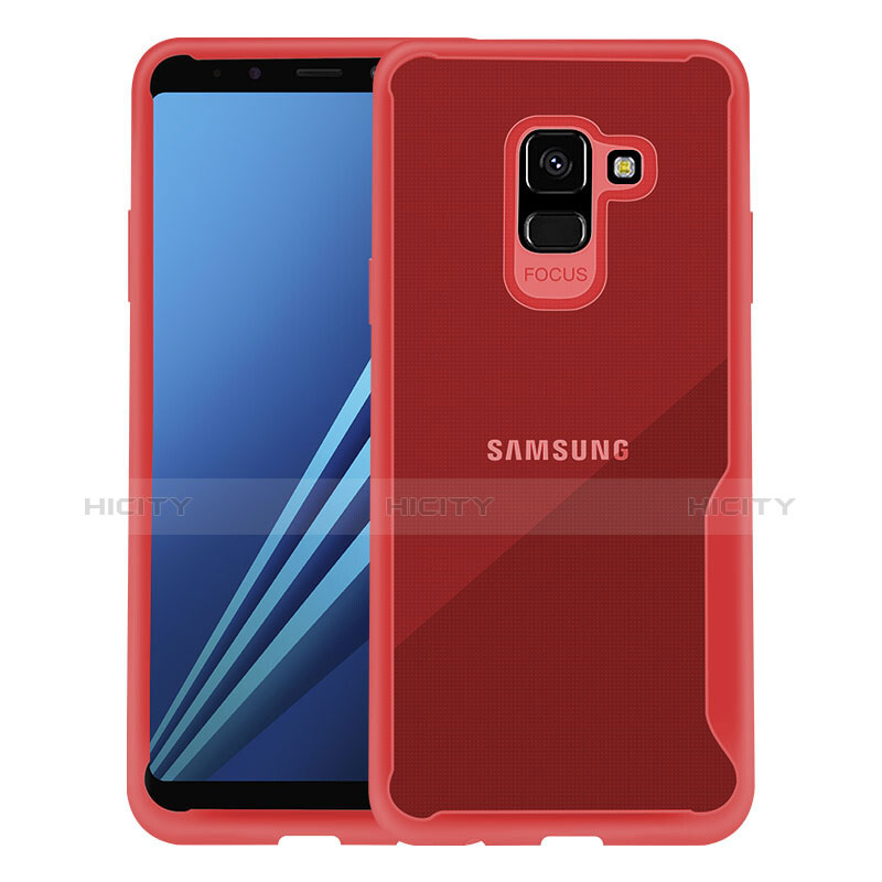 Silikon Schutzhülle Rahmen Tasche Durchsichtig Transparent für Samsung Galaxy A8+ A8 Plus (2018) Duos A730F Rot