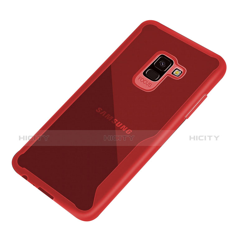Silikon Schutzhülle Rahmen Tasche Durchsichtig Transparent für Samsung Galaxy A8+ A8 Plus (2018) Duos A730F Rot