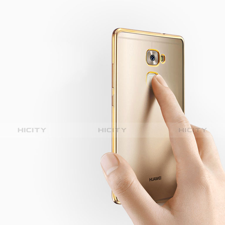 Silikon Schutzhülle Rahmen Tasche Durchsichtig Transparent Matt für Huawei Mate S Gold groß