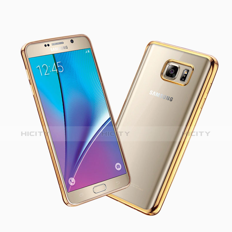 Silikon Schutzhülle Rahmen Tasche Durchsichtig Transparent Matt für Samsung Galaxy Note 5 N9200 N920 N920F Gold