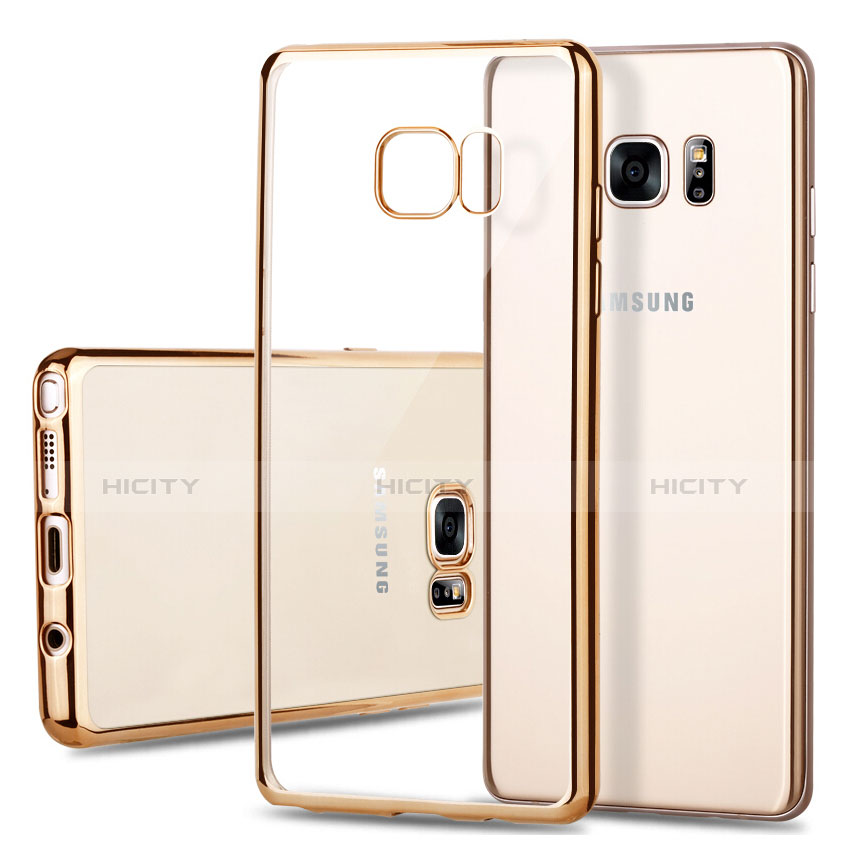 Silikon Schutzhülle Rahmen Tasche Durchsichtig Transparent Matt für Samsung Galaxy Note 7 Gold groß
