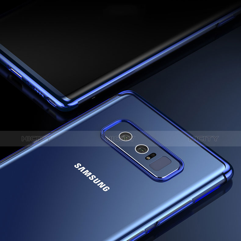 Silikon Schutzhülle Rahmen Tasche Durchsichtig Transparent Matt R02 für Samsung Galaxy Note 8 Duos N950F Blau