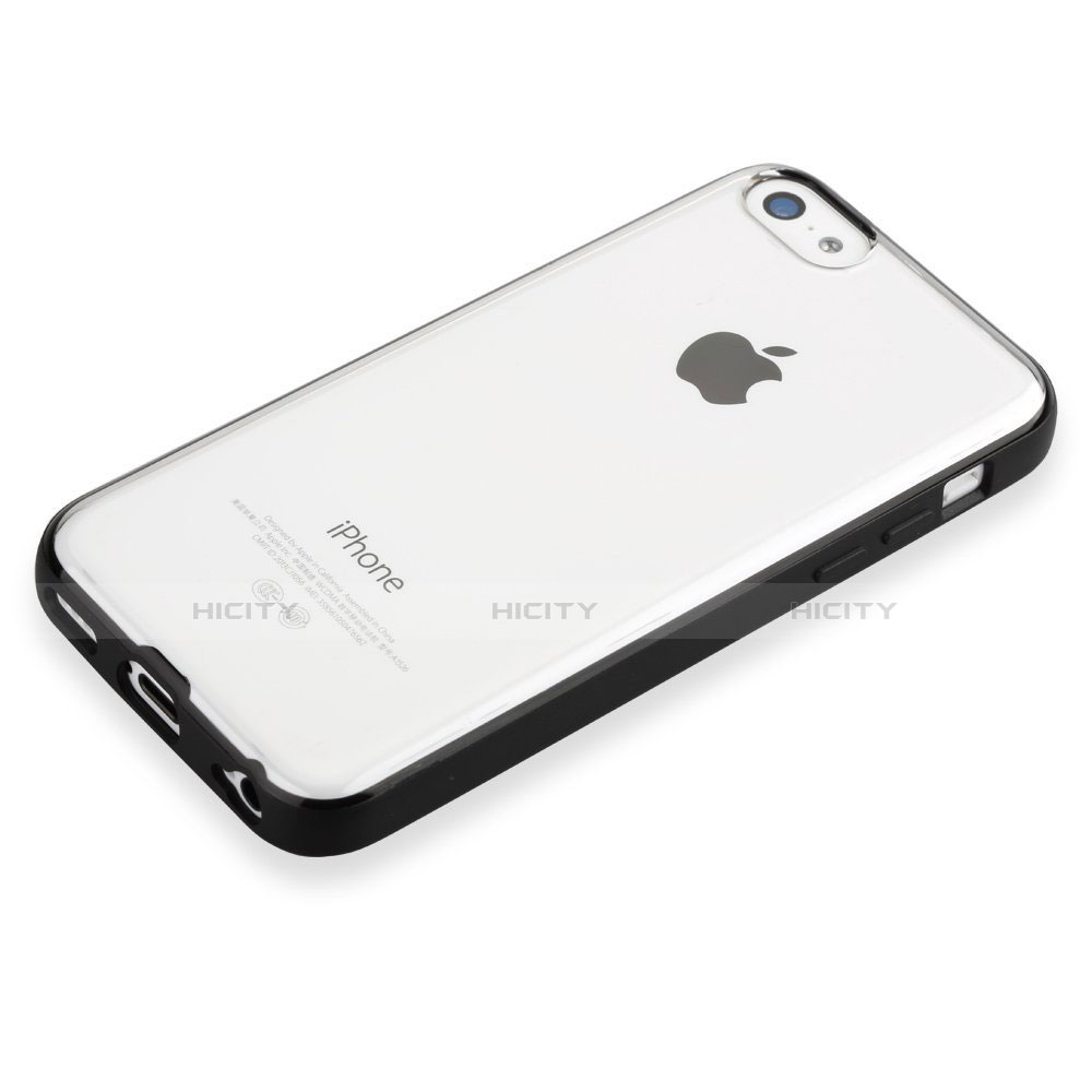 Silikon Schutzhülle Rahmen Tasche Durchsichtig Transparent Matt T01 für Apple iPhone 5C Schwarz groß