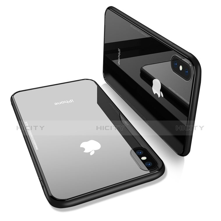 Silikon Schutzhülle Rahmen Tasche Durchsichtig Transparent Spiegel für Apple iPhone Xs Max Schwarz Plus