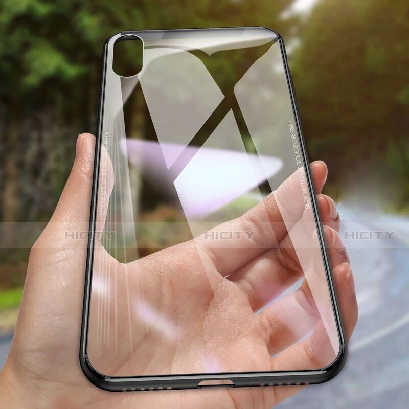 Silikon Schutzhülle Rahmen Tasche Durchsichtig Transparent Spiegel für Apple iPhone Xs Max Schwarz groß