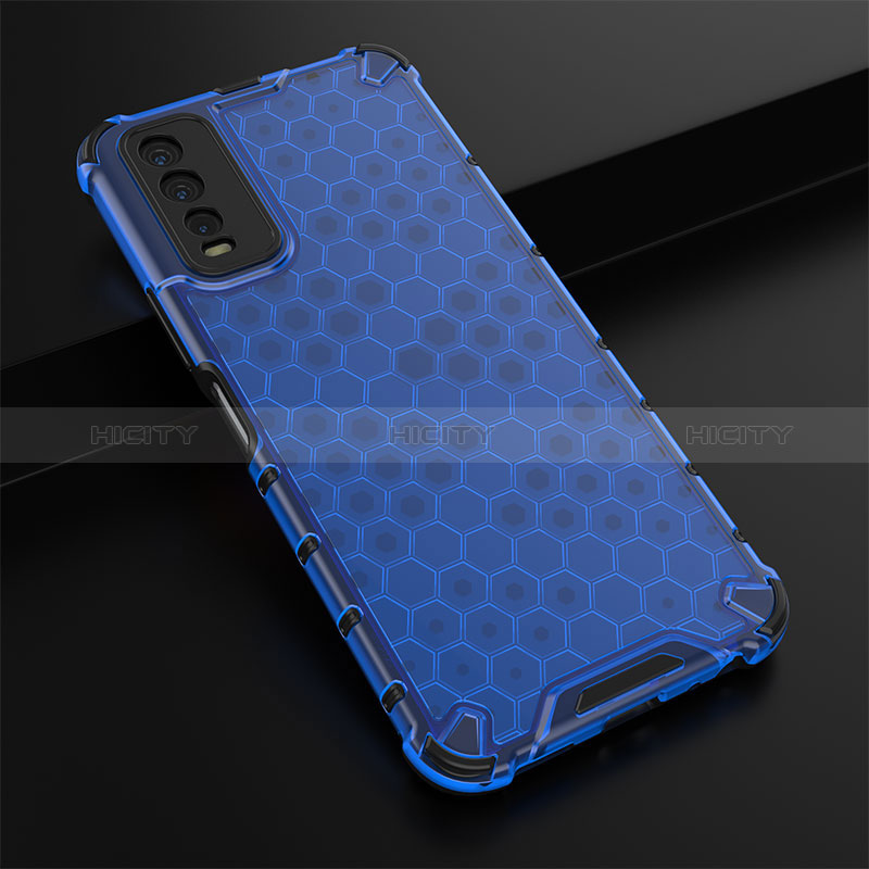 Silikon Schutzhülle Rahmen Tasche Hülle Durchsichtig Transparent 360 Grad Ganzkörper AM1 für Vivo Y12A Blau