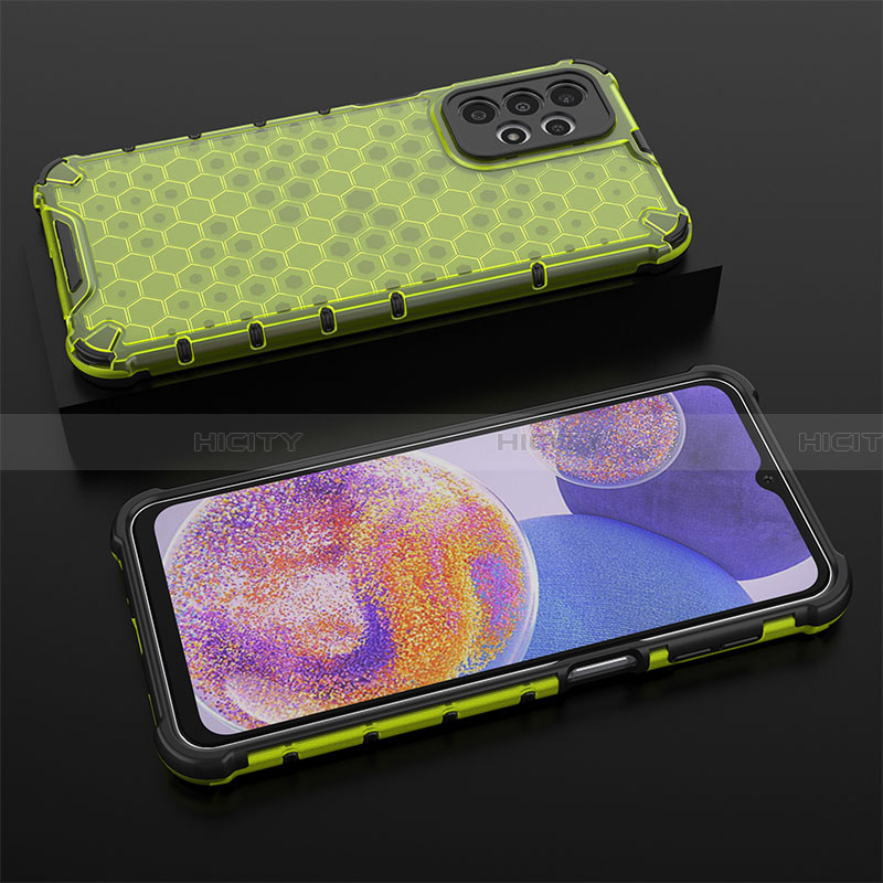 Silikon Schutzhülle Rahmen Tasche Hülle Durchsichtig Transparent 360 Grad Ganzkörper AM2 für Samsung Galaxy A23 4G Grün